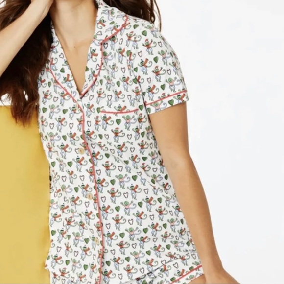 Roller Rabbit Merry Monkey Polo Christmas Holiday Pajamas PJ Shorts Set NWT NEW - Picture 3 of 6